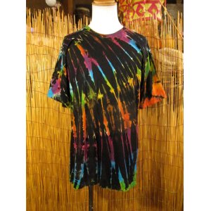 画像: 黒色ベース＊タイダイ染め＊コットン素材＊半袖＊Ｔシャツ＊ＸＬ