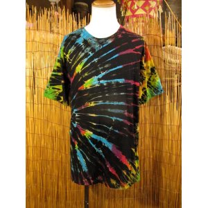 画像: 黒色ベース＊タイダイ染め＊コットン素材＊半袖＊Ｔシャツ＊ＸＬ