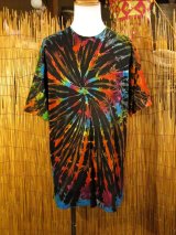画像: 黒色ベース＊タイダイ染め＊コットン素材＊半袖＊Ｔシャツ＊ＸＬ