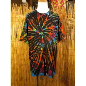 画像: 黒色ベース＊タイダイ染め＊コットン素材＊半袖＊Ｔシャツ＊ＸＬ