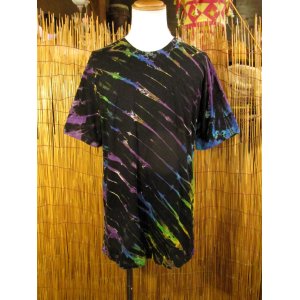 画像: 黒色ベース＊タイダイ染め＊コットン素材＊半袖＊Ｔシャツ＊ＸＬ