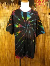 画像: 黒色ベース＊タイダイ染め＊コットン素材＊半袖＊Ｔシャツ＊２ＸＬ