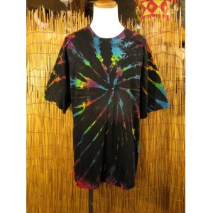 画像: 黒色ベース＊タイダイ染め＊コットン素材＊半袖＊Ｔシャツ＊２ＸＬ