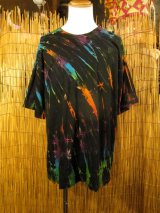 画像: 黒色ベース＊タイダイ染め＊コットン素材＊半袖＊Ｔシャツ＊２ＸＬ