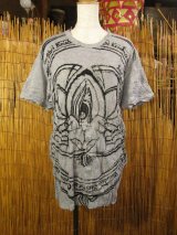 画像: ロータスプリント＊皺加工＊コットン素材＊半袖＊Ｔシャツ