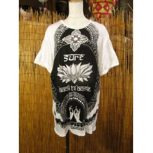 画像: ロータスプリント＊皺加工＊コットン素材＊半袖＊Ｔシャツ