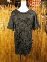 画像: ロータスプリント＊皺加工＊コットン素材＊半袖＊Ｔシャツ