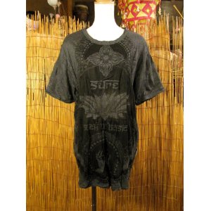 画像: ロータスプリント＊皺加工＊コットン素材＊半袖＊Ｔシャツ