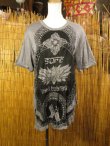 画像1: ロータスプリント＊皺加工＊コットン素材＊半袖＊Ｔシャツ