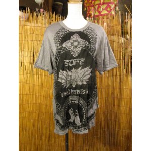 画像: ロータスプリント＊皺加工＊コットン素材＊半袖＊Ｔシャツ