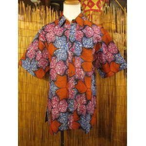 画像: アフリカンプリント＊コットン素材＊半袖＊シャツ ＊Ｌ