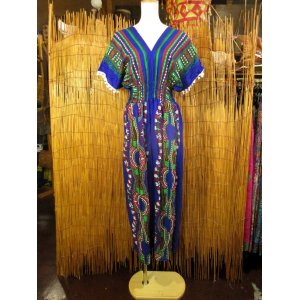 画像: アフリカンプリント＊レーヨン素材＊マキシ丈＊ワンピース