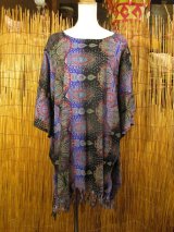 画像: グラデーション＊アジアンプリント＊レーヨン素材＊ゆったりサイズ＊フリンジ＊ポンチョ