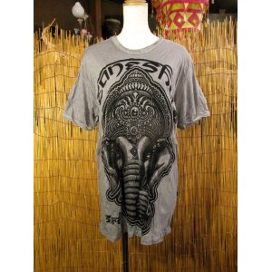 画像: ガネーシャプリント＊皺加工＊コットン素材＊半袖＊Ｔシャツ