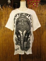 画像: ガネーシャプリント＊皺加工＊コットン素材＊半袖＊Ｔシャツ