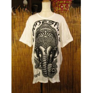 画像: ガネーシャプリント＊皺加工＊コットン素材＊半袖＊Ｔシャツ
