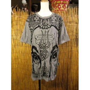 画像: ガネーシャプリント＊皺加工＊コットン素材＊半袖＊Ｔシャツ