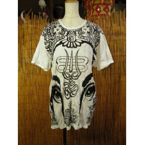 画像: ガネーシャプリント＊皺加工＊コットン素材＊半袖＊Ｔシャツ