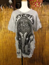 画像: ガネーシャプリント＊皺加工＊コットン素材＊半袖＊Ｔシャツ