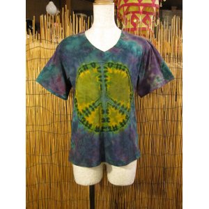 画像: タイダイ染め＊コットン素材＊Ｖネック＊半袖＊Ｔシャツ