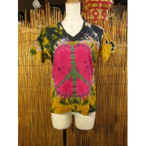 画像: タイダイ染め＊コットン素材＊Ｖネック＊半袖＊Ｔシャツ