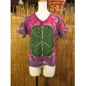 画像: タイダイ染め＊コットン素材＊Ｖネック＊半袖＊Ｔシャツ