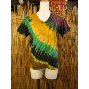 画像: タイダイ染め＊コットン素材＊Ｖネック＊半袖＊Ｔシャツ
