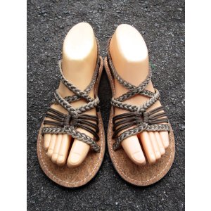画像: 【２３・５ｃｍ〜２４ｃｍ】コルク＊編み編み＊紐サンダル