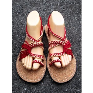 画像: 【２５・５ｃｍ〜２６ｃｍ】コルク＊編み編み＊紐サンダル