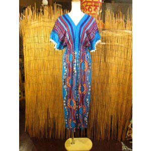 画像: アフリカンプリント＊レーヨン素材＊マキシ丈＊ワンピース