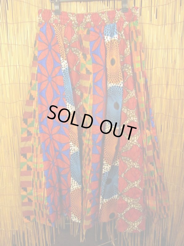 画像2: アフリカンプリント＊コットン素材＊スーパーフレアー＊切り替え＊ロングスカート