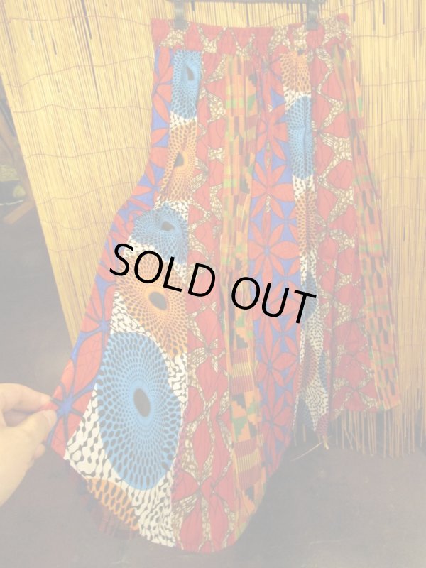 画像3: アフリカンプリント＊コットン素材＊スーパーフレアー＊切り替え＊ロングスカート