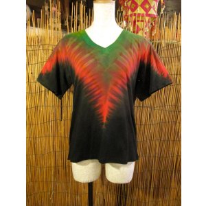 画像: タイダイ染め＊コットン素材＊Ｖネック＊半袖＊Ｔシャツ