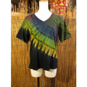 画像: タイダイ染め＊コットン素材＊Ｖネック＊半袖＊Ｔシャツ