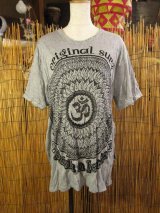 画像: 曼荼羅風オームプリント＊皺加工＊コットン素材＊半袖＊Ｔシャツ