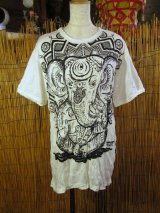 画像: ガネーシャプリント＊皺加工＊コットン素材＊半袖＊Ｔシャツ