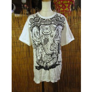 画像: ガネーシャプリント＊皺加工＊コットン素材＊半袖＊Ｔシャツ