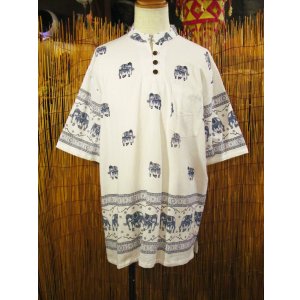 画像: 象さんプリント＊コットン素材＊胸ポケット＊半袖＊プルオーバー＊２ＸＬ 
