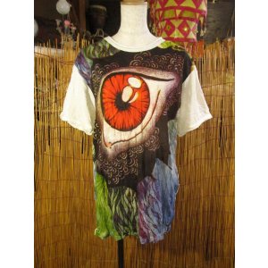 画像: ガネーシャアイプリント＊コットン素材＊半袖Ｔシャツ