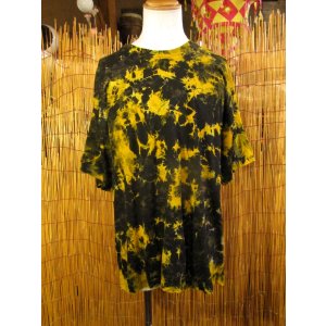 画像: 黒色ベース＊タイダイ染め＊コットン素材＊半袖＊Ｔシャツ＊２ＸＬ