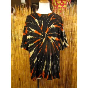 画像: 黒色ベース＊タイダイ染め＊コットン素材＊半袖＊Ｔシャツ＊２ＸＬ