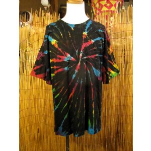 画像: 黒色ベース＊タイダイ染め＊コットン素材＊半袖＊Ｔシャツ＊２ＸＬ