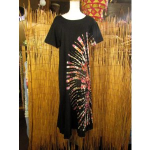 画像: タイダイ染め＊コットン素材＊半袖＊Ａライン＊ロング丈＊ワンピース