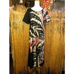 画像: タイダイ染め＊コットン素材＊半袖＊Ａライン＊ロング丈＊ワンピース