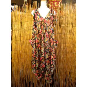 画像: マッシュルームプリント＊レーヨン素材＊ゆったり＊変型＊サロペット