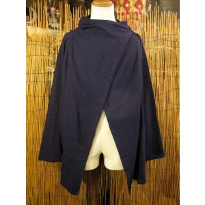 画像: 紺色＊コットン素材＊ゆったりサイズ＊２ＷＡＹ＊スナフキン＊旅人風コート