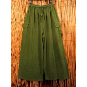 画像: 無地＊コットン素材＊ゆったりサイズ＊カーゴタイプ＊ロング丈パンツ