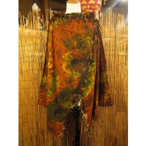 画像: タイダイ染め＆民族調プリント＊コットン素材＊ゆったりサイズ＊２ＷＡＹ＊フリンジ＊スナフキン＊旅人風コート