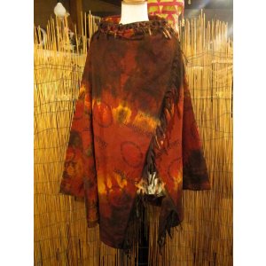 画像: タイダイ染め＆民族調プリント＊コットン素材＊ゆったりサイズ＊２ＷＡＹ＊フリンジ＊スナフキン＊旅人風コート