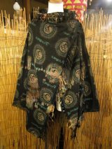 画像: タイダイ染め＆民族調プリント＊コットン素材＊ゆったりサイズ＊２ＷＡＹ＊フリンジ＊スナフキン＊旅人風コート